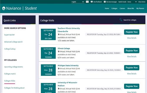 Upcoming visits 